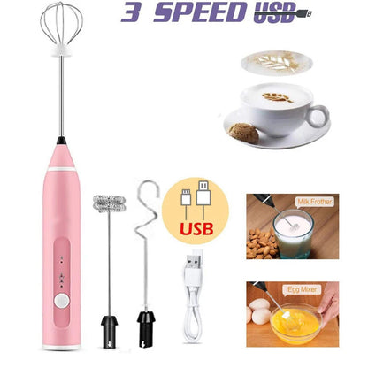 Handheld Electric Mixer with 3 Speed Setings Multipurpose USB Charging Whisk Electric Egg Mixer Coffee Mixing Tool Home Kitchen