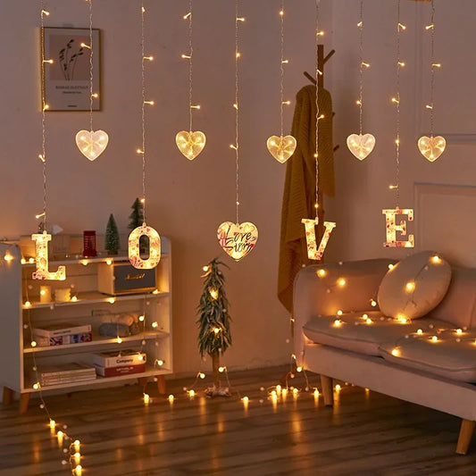 Wedding Decoration Led Fairy String Lights Garland Curtain for Valentine Day Gift Party Home Room New Year Christmas Decor 2024