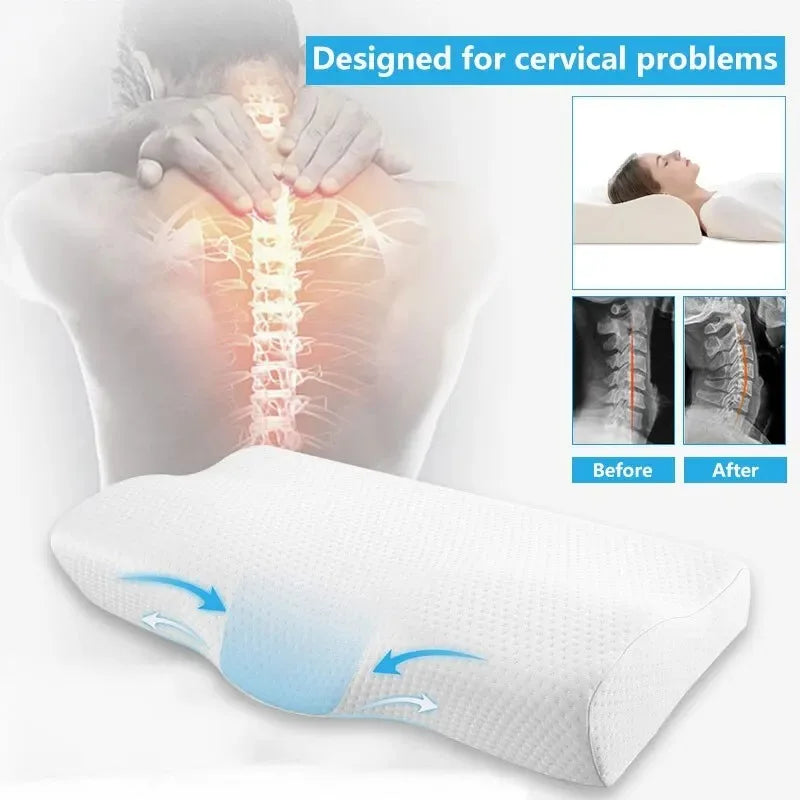 1 pc Memory Foam Bed Orthopedic Pillow Neck Protection Slow Rebound Memory Pillow Butterfly Shaped Health Cervical Neck