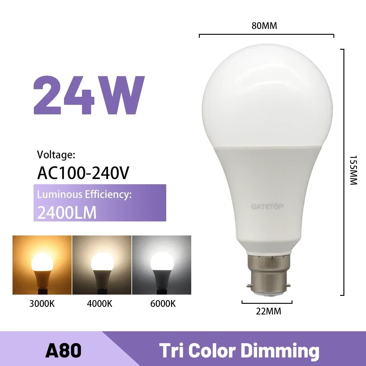 1-20pcs LED 3 Color adjusted Bulb AC110V 220V E27 B22 base Light Bulb 3CCT（3000K 4000K 6000K） Memory Function Color Temp Reset