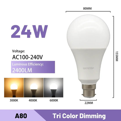 1-20pcs LED 3 Color adjusted Bulb AC110V 220V E27 B22 base Light Bulb 3CCT（3000K 4000K 6000K） Memory Function Color Temp Reset