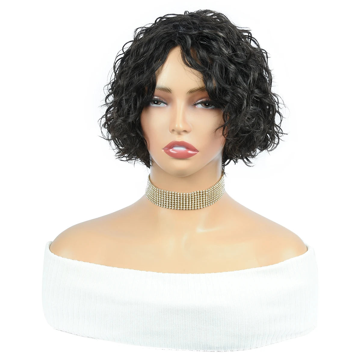 Curly Human Hair Wigs Full Machine Made Wigs For Woman Natural Color Pixie Cut Human Hair Wigs Pixie Cut Wigs HairUGo