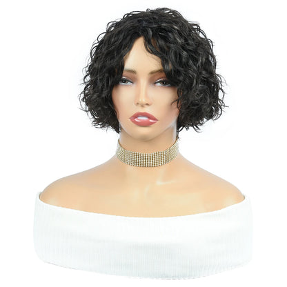 Curly Human Hair Wigs Full Machine Made Wigs For Woman Natural Color Pixie Cut Human Hair Wigs Pixie Cut Wigs HairUGo