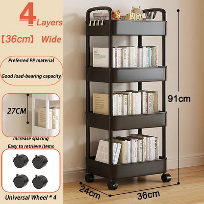 Mobile Storage Rack Trolley Kitchen Organizers And Storage Rack Household Bathroom Cart Multifunctional Multi Storey Bookshelf