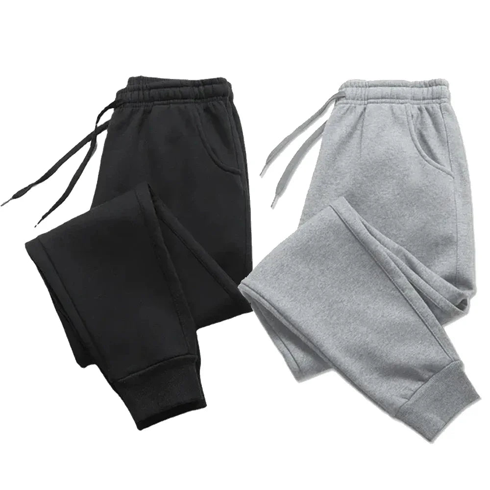 Mens Casual Pants Autumn Winter Fleece Sweatpants Men Running Jogger Sports Gym Trousers Fashion Solid Color Workout Long Pants