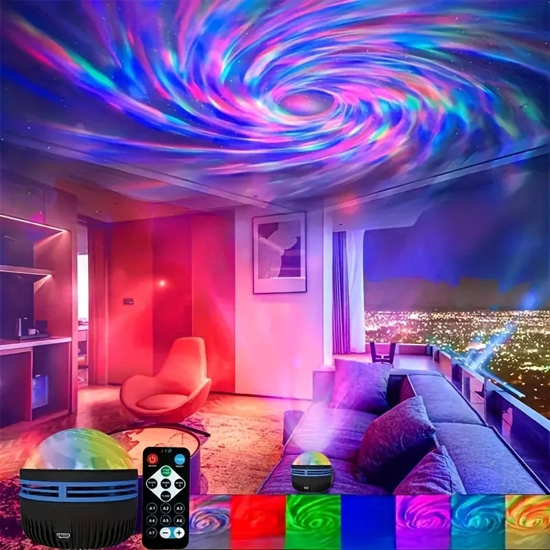 Starry Sky Galaxy Lamp Projector LED Night Light Remote Control Sound Active 5V USB Charging 7 Modes for Kids Room  Party Decor