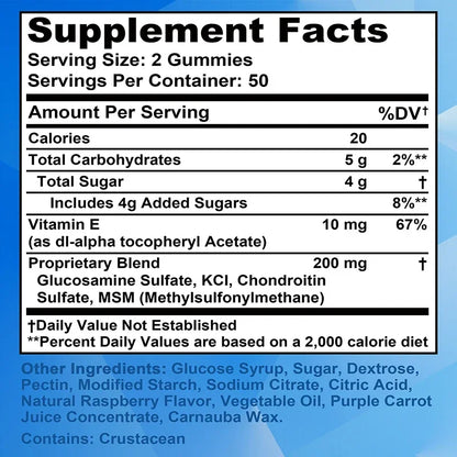 Glucosamine Chondroitin Gummies - Joint, Bone, Cartilage Health Support, Antioxidant, Immune Enhancement