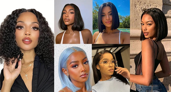 10-14 Inch Bob Wig Human Hair Glueless Wigs Human Hair Pre Plucked  For Black Women 13×4 Straight Lace Bob Wigs Natural Color