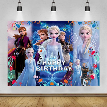 Disney "Frozen" Background Anna Elsa Princess Theme Backdrop Children's Birthday Party Decoration Baby Shower Party Props Banner