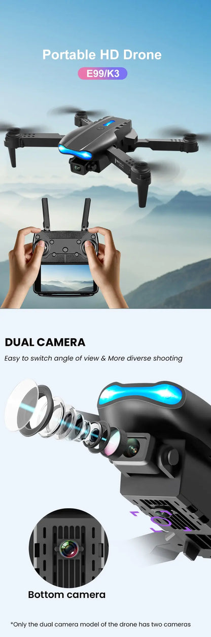 New E99 8K HD Camera Remote Control Drones Foldable Quadcopter Optical Flow Positioning Aerial Photography Remote Control Dron