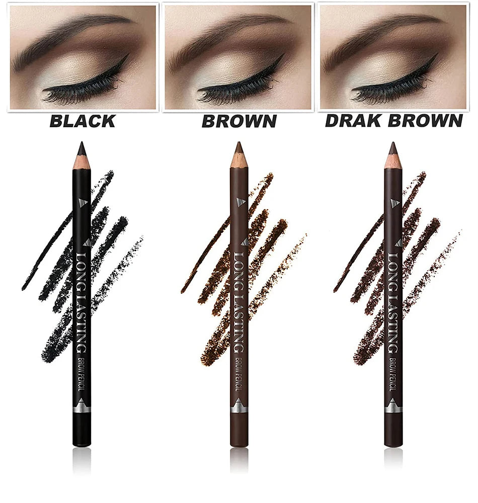 6/12Pcs Waterproof Eye Brow Pencil Professional Women Eye Makeup Pen Easy Color Beauty Cosmetic Beginner Practice Eyebrow Tools