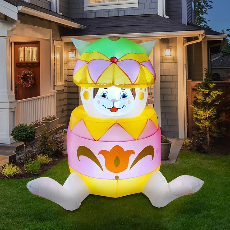 2024 Happy Easter Celebration Decoration LED Light Giant Easter Egg Bunny Rabbit Inflatable Toy for Outdoor Home Garden Ornament