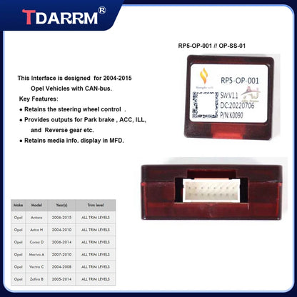 TDARRM Car Radio Adapter Canbus Box Amplifier Decoder For Opel Astra Zafira Antara Vectra Corsa Meriva Combo Agila