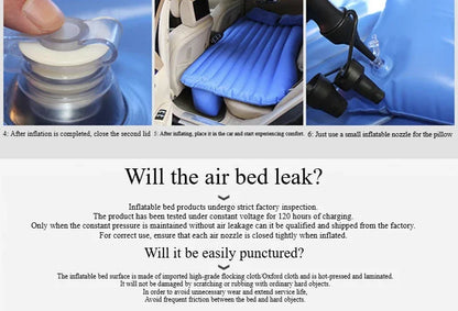 1 set car air inflatable travel mattress bed 135x70cm Auto back seat trunk mattress air bed camping mat car rollaway bed