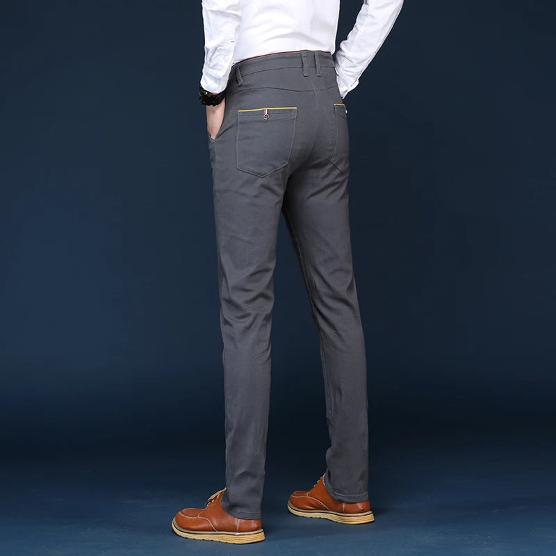 6 Colors Fashion Mens Slim Fit Casual Pants Korea Style Business Work Trousers All-match Mens Midwaist Straight Casual Pants