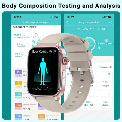 2024 New Medical Grade Smart Watch Men Blood Glucose Lipid and Uric Acid AI Diagnostic Detector Bluetooth Call Health Smartwatch