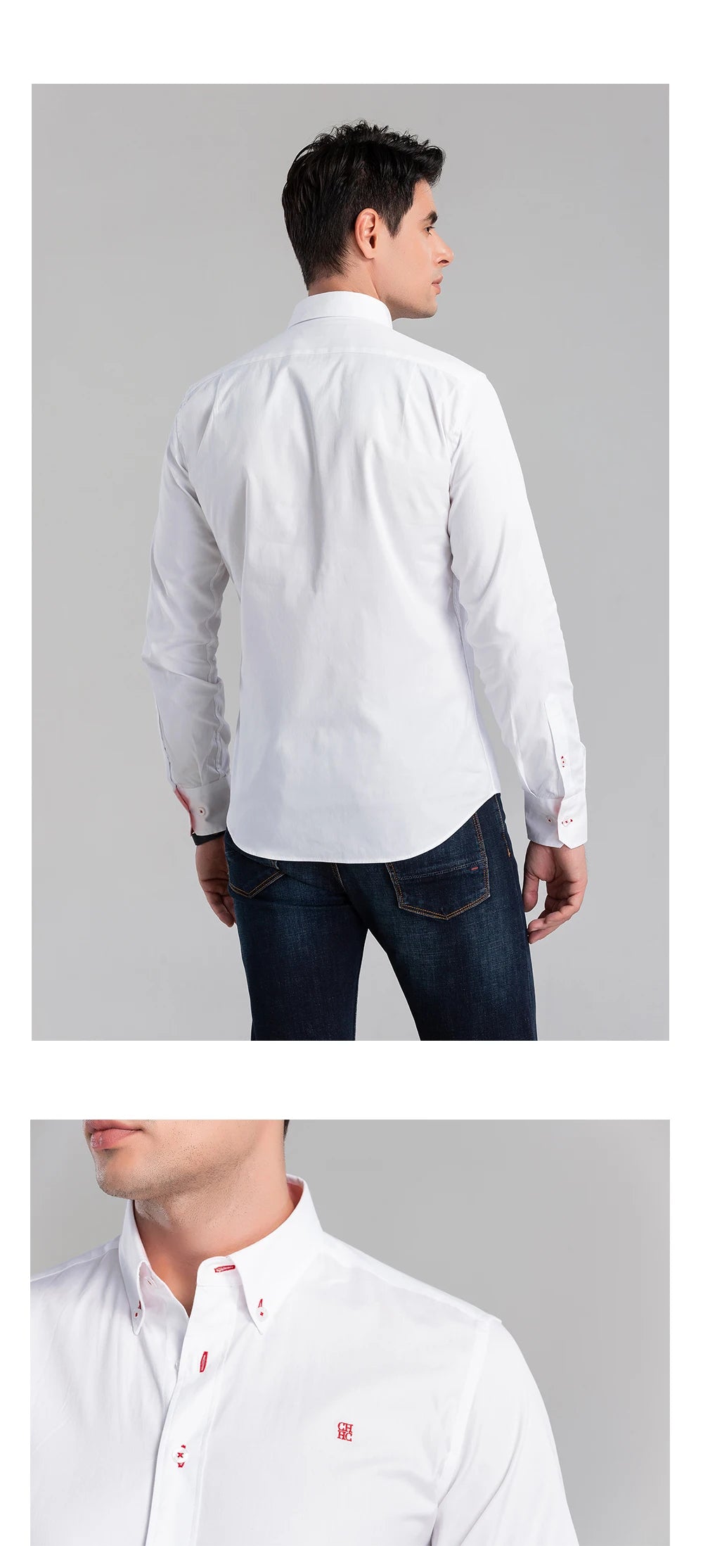 CHCH 2024 New Fashion 100% Cotton Long Sleeve Shirt Solid Slim Fit Male Social Casual Business Shirts High Quality