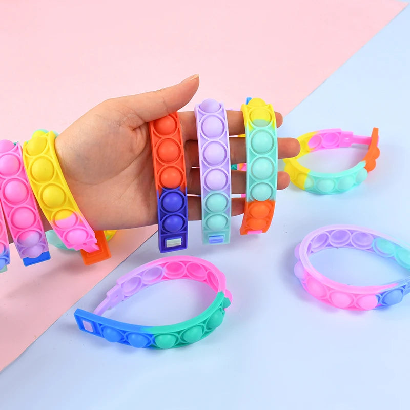 72/12Pcs Pop Bubble Bracelets Kids Fidget Sensory Toy Gift Children Birthday Party Favors Goodie Bag Pinata Filler Stress Relief