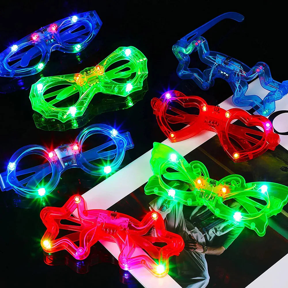 LED Glasse Neon Glow In The Dark Party Favor Supplies Light Up Glasses for Adults Kid Birthday Wedding Party Accessories