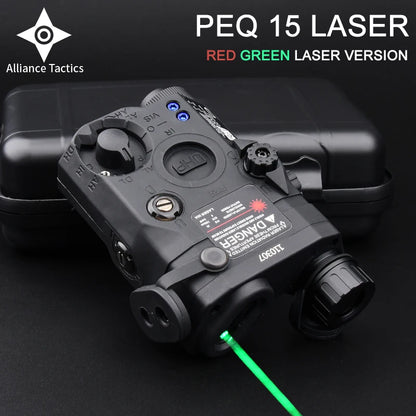 PEQ-15 Tatical Red Green Dot Dual Beam Laser Sight AN No Light IR Fit 20mm Picatinny Rail UHP Airsoft Weapon Hunting Indicator