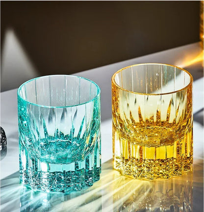 Hand-carved Light Luxury Premium Star Mang Glass Beer tumbler Home Wine Glass Engraved Thick Whiskey Glass Crystal cup