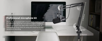 FDUCE SL40+ USB/XLR Dynamic Microphone Kit With Built-in Headset Output / Sound Insulation/Arm Stand,For PC PS5/4 Mixer