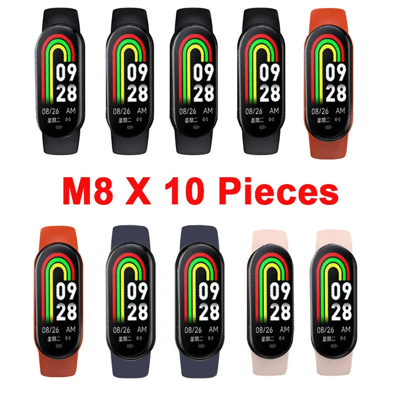 M8 Smart Band Men Sport Watch Health Heart Rate Fitness Tracker Pedometer Women Wristband Bracelet for ios Android 10 Pieces