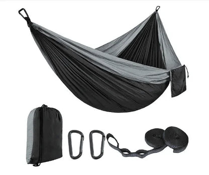 Single Person Portable Outdoor Camping Hammock With Nylon Color Matching Hammock High Strength Parachute Fabric Hanging Bed