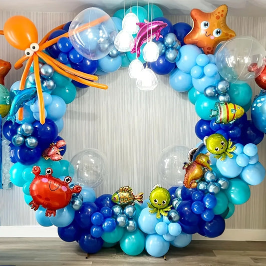 159PCS Ocean Themed Balloon Garland Arch Kit - Water Birthday Party, Holiday Atmosphere and Interior Decoration