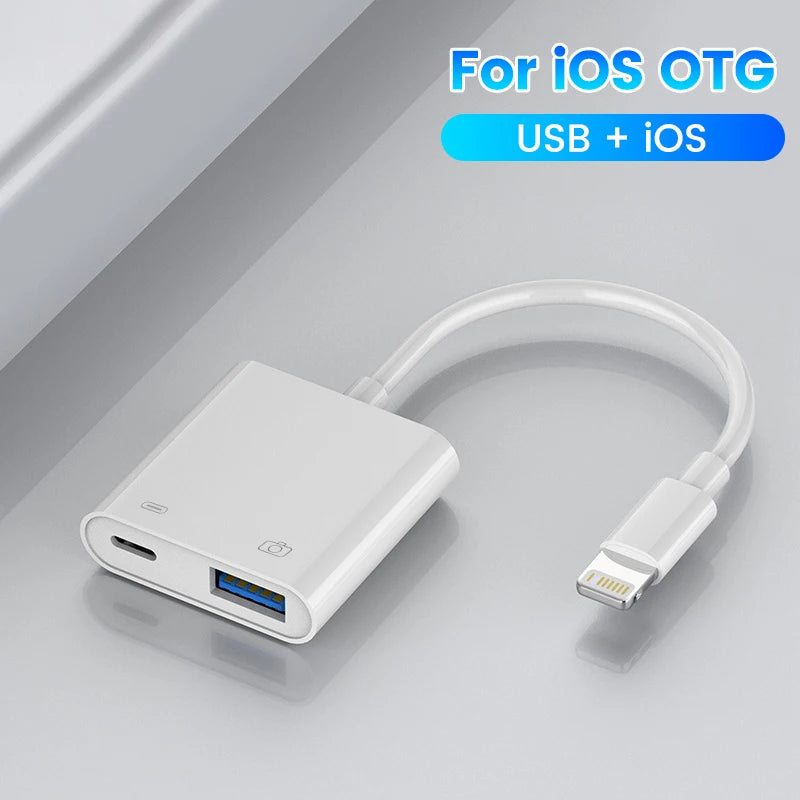 Elough OTG Adapter for iPhone 15 Lightning Male to USB 3.0 Adapter Data Transfer Fast Charging cable USB Adaptador for iPad