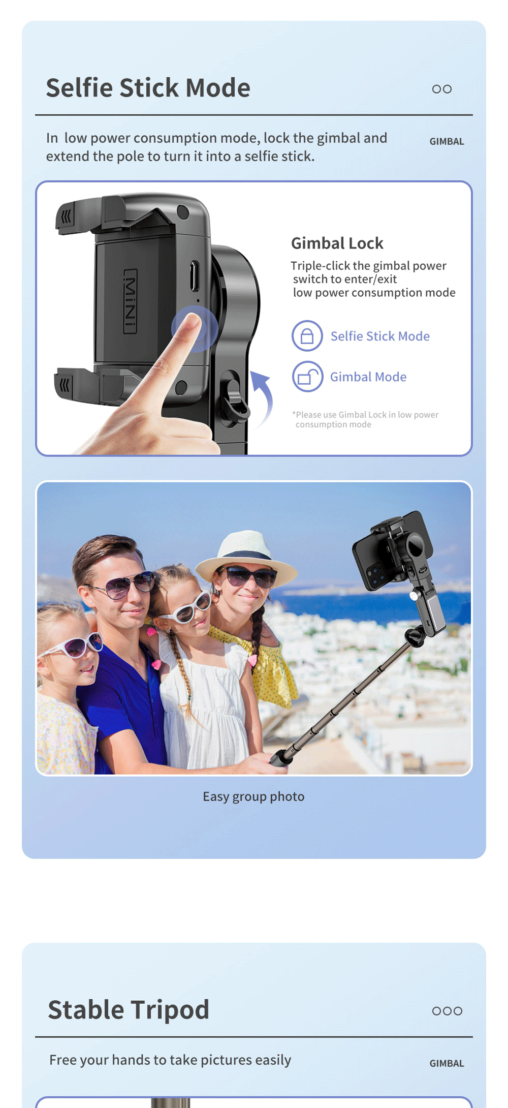 360 Rotation Following shooting Mode Gimbal Stabilizer Selfie Stick Tripod gimbal For iPhone Phone Smartphone live photography