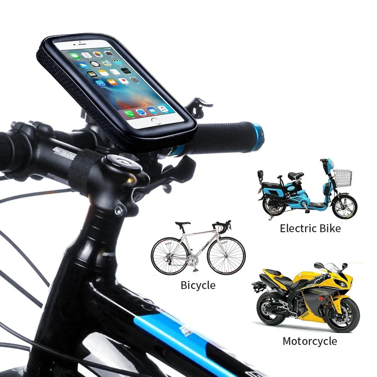 Waterproof Bicycle Phone Holder Motorcycle Bike Handlebar Phone Case Bag for iPhone 15 14 Pro Max Samsung Bike Phone Stand Mount