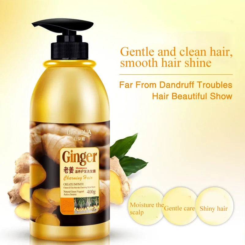 Herbal Ginger Hair Shampoo hair growth No Silicone Oil Control Anti Dandruff Itching Cleansing Professional Hair Treatment 400ml