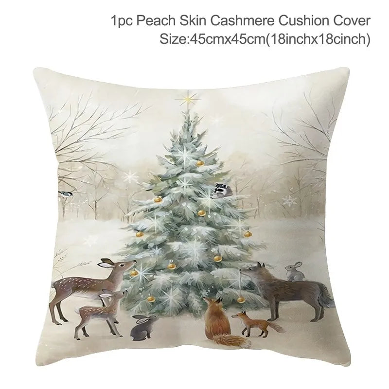 45cm Christmas Cushion Cover Navidad Merry Christmas Decorations For Home 2024 Xmas Noel Cristmas Ornaments New Year Gifts 2025