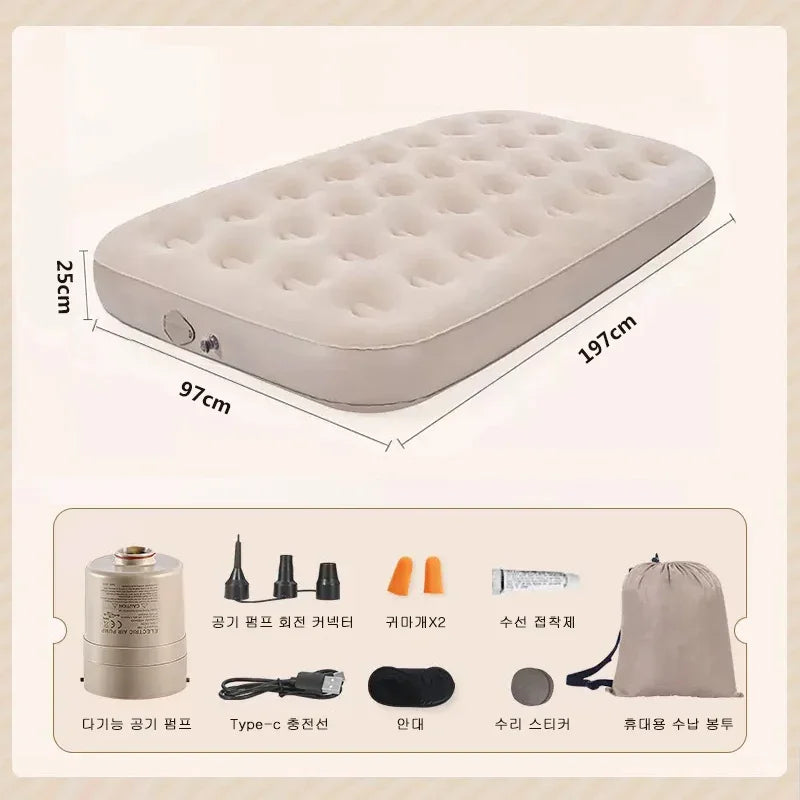 Interior air mattress glamping mats PVC inflatable sleeping mattress luxury 2 person camping bed mat built-in pump thicken mat