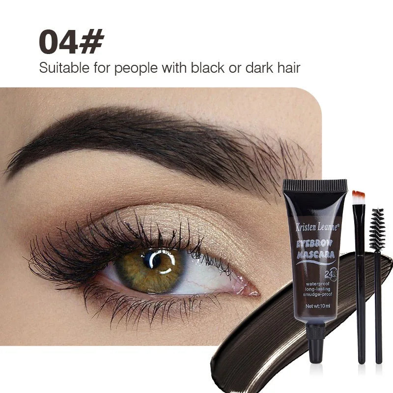 Natural Liquid Dyeing Eyebrow Cream Set Waterproof Shaping Brown Tint Pointed Tube Eyebrow Henna Mascara Paint Brush Makeup Tool