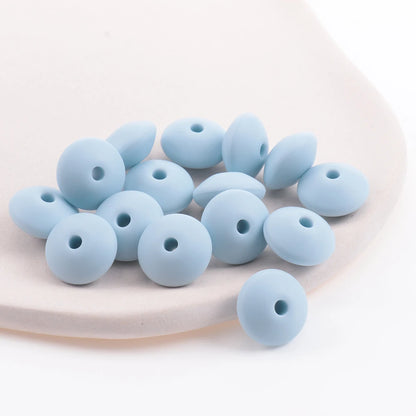 QHBC 100pcs 12*7mm Silicone Lentil Beads Babies Teether Accessories BPA Free Newborn Items Teething Necklace Pacifier Chain DIY