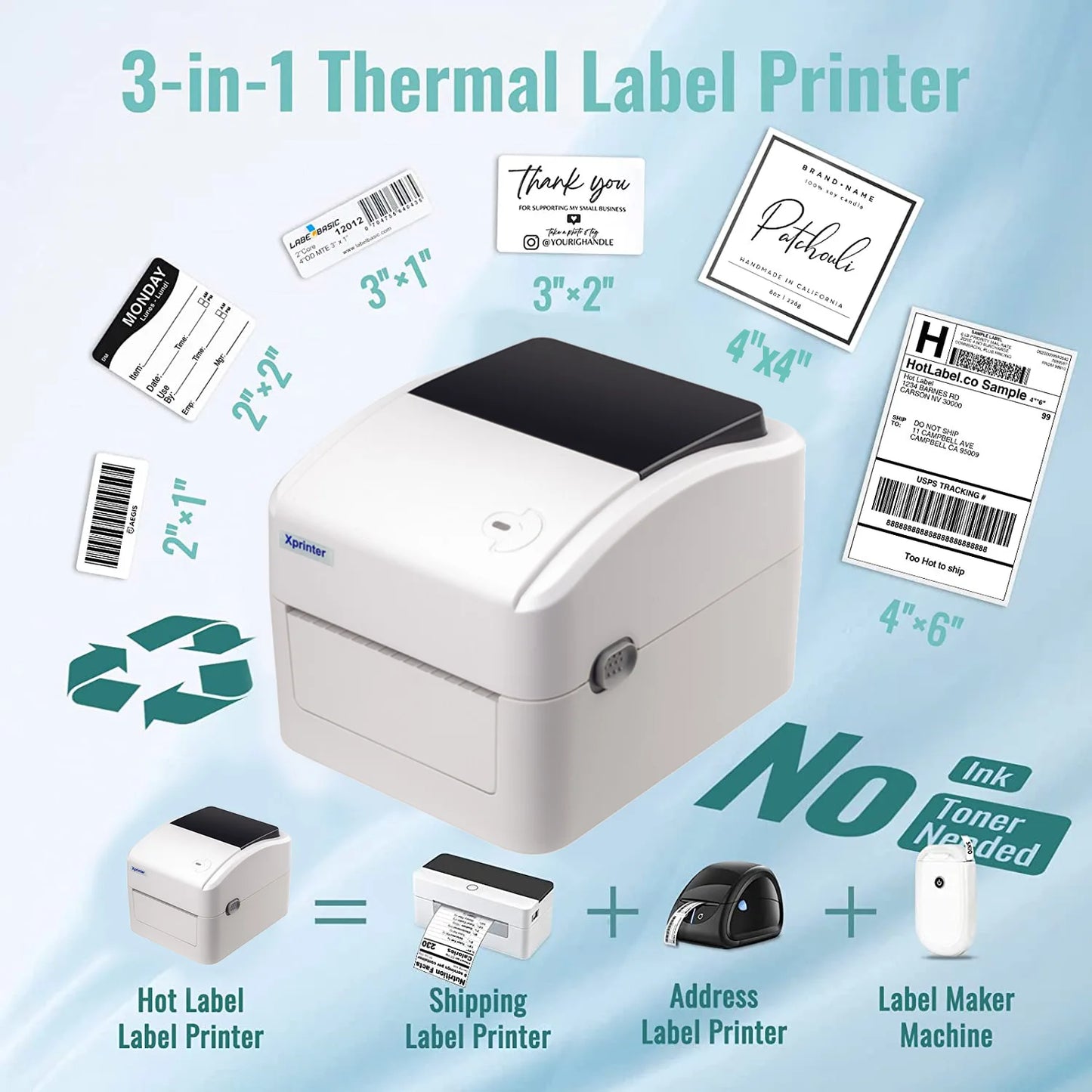 XP-460B/420B 4inch Shipping label/Express/Thermal Barcode Label printer Compatible with shipping label  4x6 inches Label