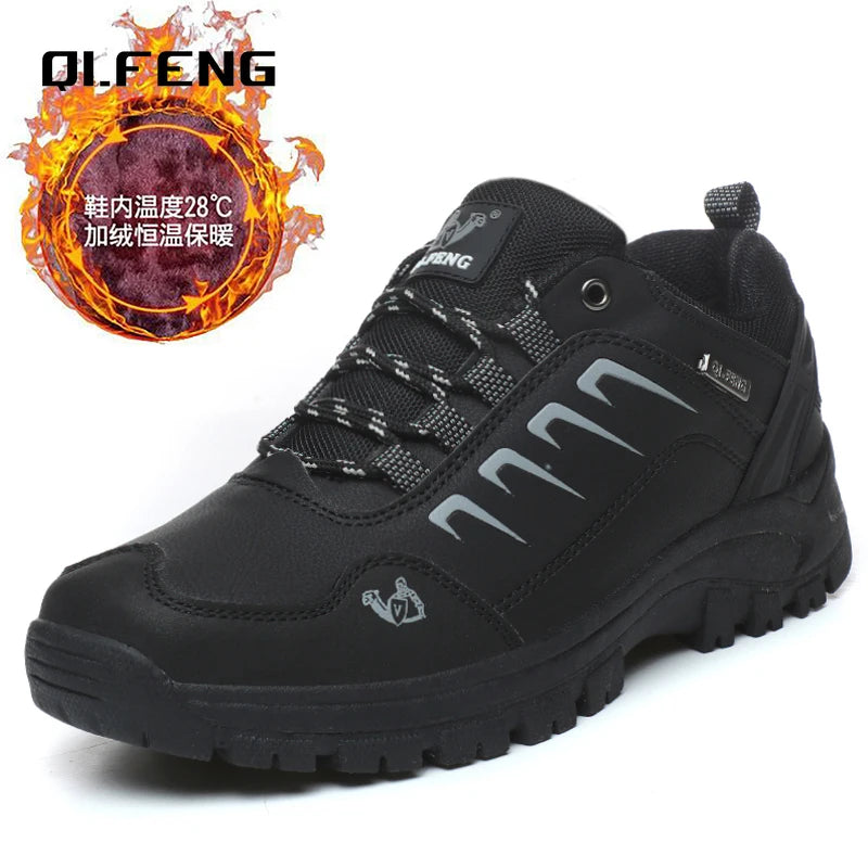 Winter Men Casual Shoes Ankle Boots Women Snow Boots Fur Hiking Shoes Sneakers Waterproof Leather Trekking Leisure Climbing Soft