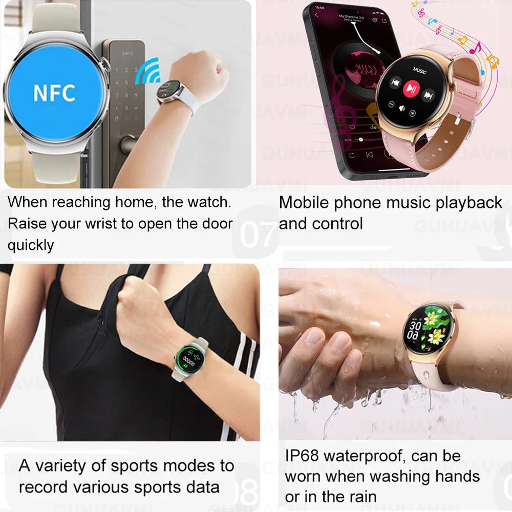 2024 New  For Huawei IOS GPS Track Smart Watch Women HD Screen Heart rate NFC Bluetooth Call Waterproof Blood Sugar Smartwatches