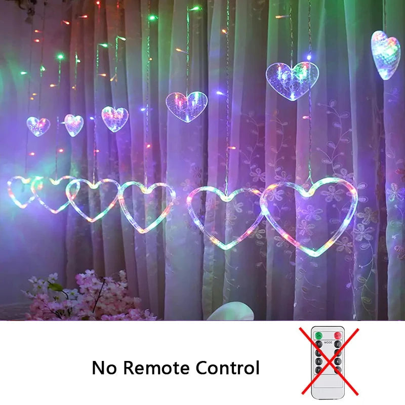 3.5M Curtain Garland Heart-shaped LED Fairy String Lights 220V/110V For Valentine Day Bedroom Christmas Wedding Party Decoration