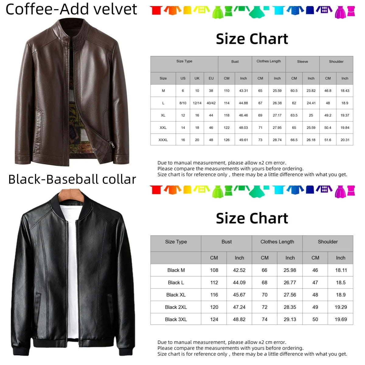 Men Jacket Faux Leather Solid Color Stand Collar Coat Smooth Zipper Neck Windproof Outerwear For Autumn Winter