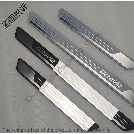 For Skoda Octavia  A7 2014-18 Door Sill Scuff Plate Trim Sticker Stainless Entry Guards Kick Pedal Protectors Car Accessories 4X