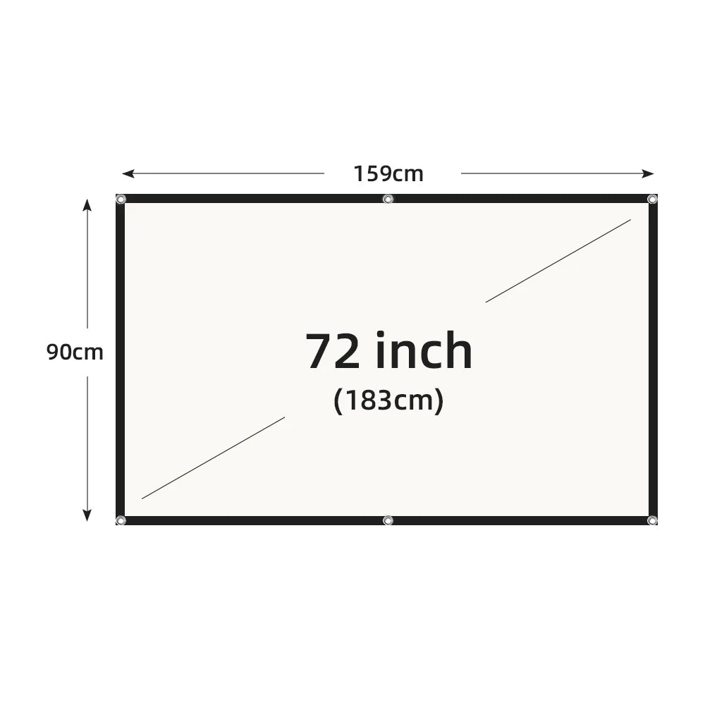 VEIDADZ Projector Screen White Grid Anti-Light 160°Viewing Angle 60 84 100 120 130inch Black Border Metal Hook Reflective Screen