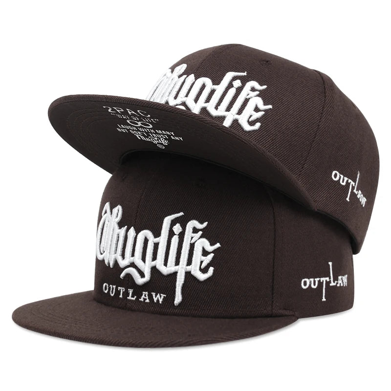 1 Pcs Fashion Fastball CAP Thuglife Embroidery Hiphop Baseball Cap Snapback Hat Adult Outdoor Casual Sun Casual Bone Adjustable