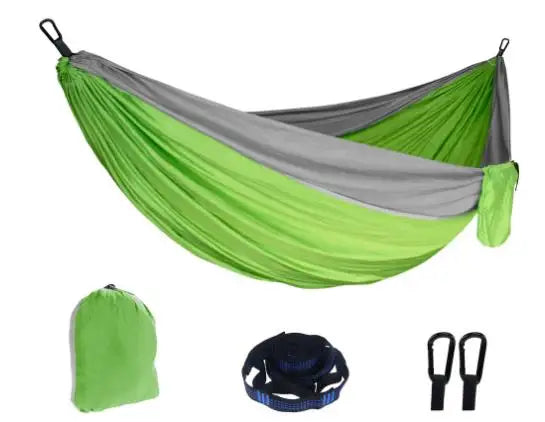 Single Person Portable Outdoor Camping Hammock With Nylon Color Matching Hammock High Strength Parachute Fabric Hanging Bed