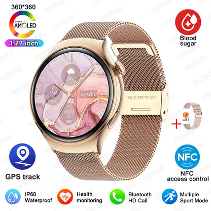 2024 New  For Huawei IOS GPS Track Smart Watch Women HD Screen Heart rate NFC Bluetooth Call Waterproof Blood Sugar Smartwatches