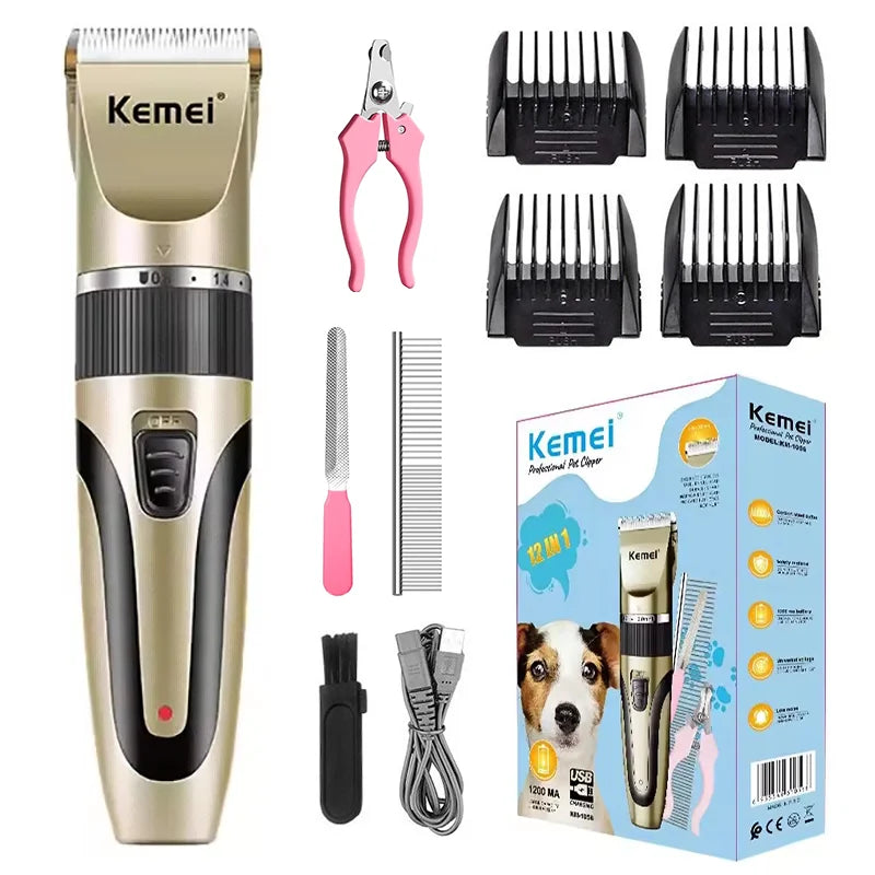 Professional Pet Grooming Clipper Kit Dog Hair Trimmer Electric Cat Shaver ceramic blade Rechargeable Animals Haircut Machine