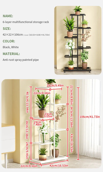 Cordlal Shining Stand For Flowers Iron 6/7/8Layers Plant Holder Storage Shelf Pot Rack Organizer Home Garden Decoration