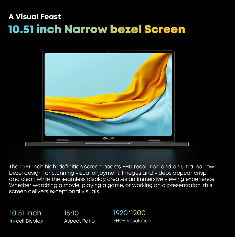 CHUWI MiniBook X Laptop Tablet 2 In 1 Intel N100 / N150 10.51" FHD IPS Screen 12GB LPDDR5 512G SSD Windows 11 Notebook 1200*1920